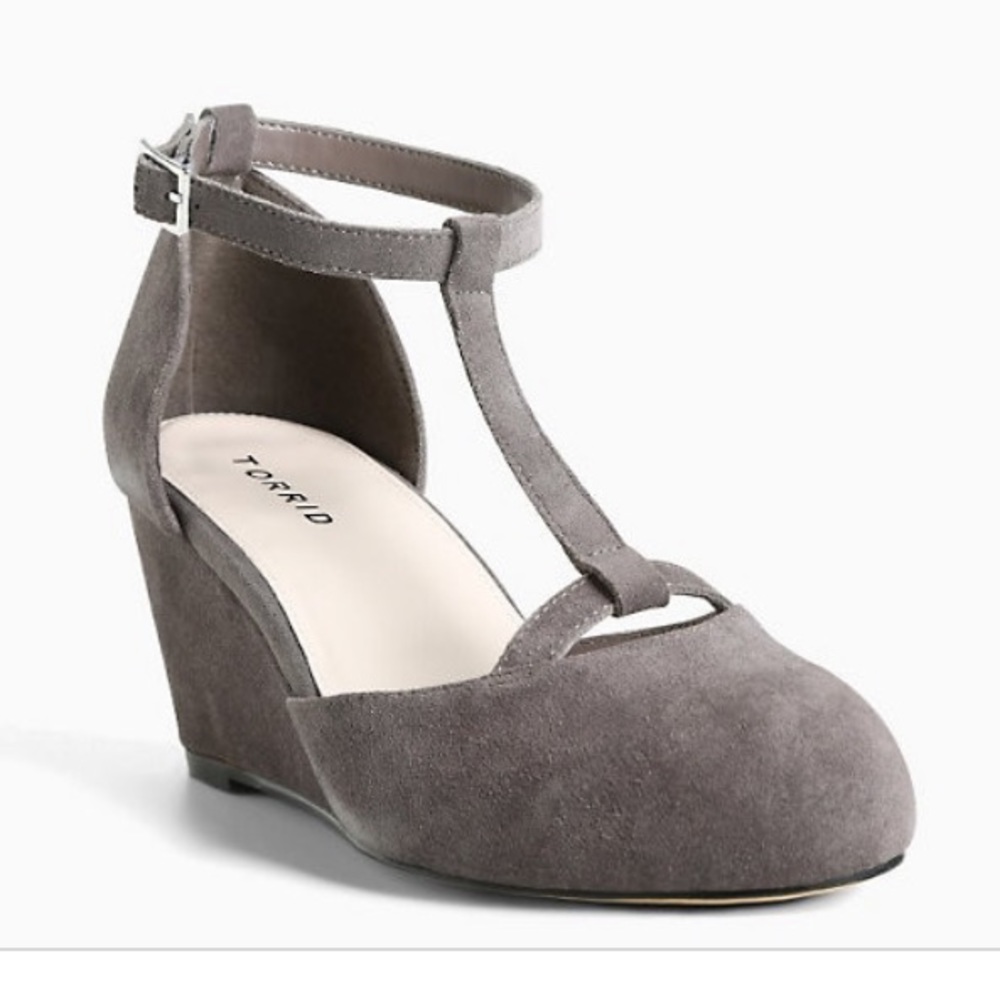 Torrid Mary Jane suede gray wedges 9 Wide NEW
